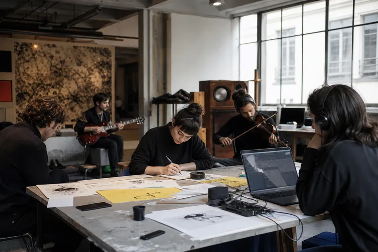 Creation workshop during an artist residency in Paris with Gniark Gniark